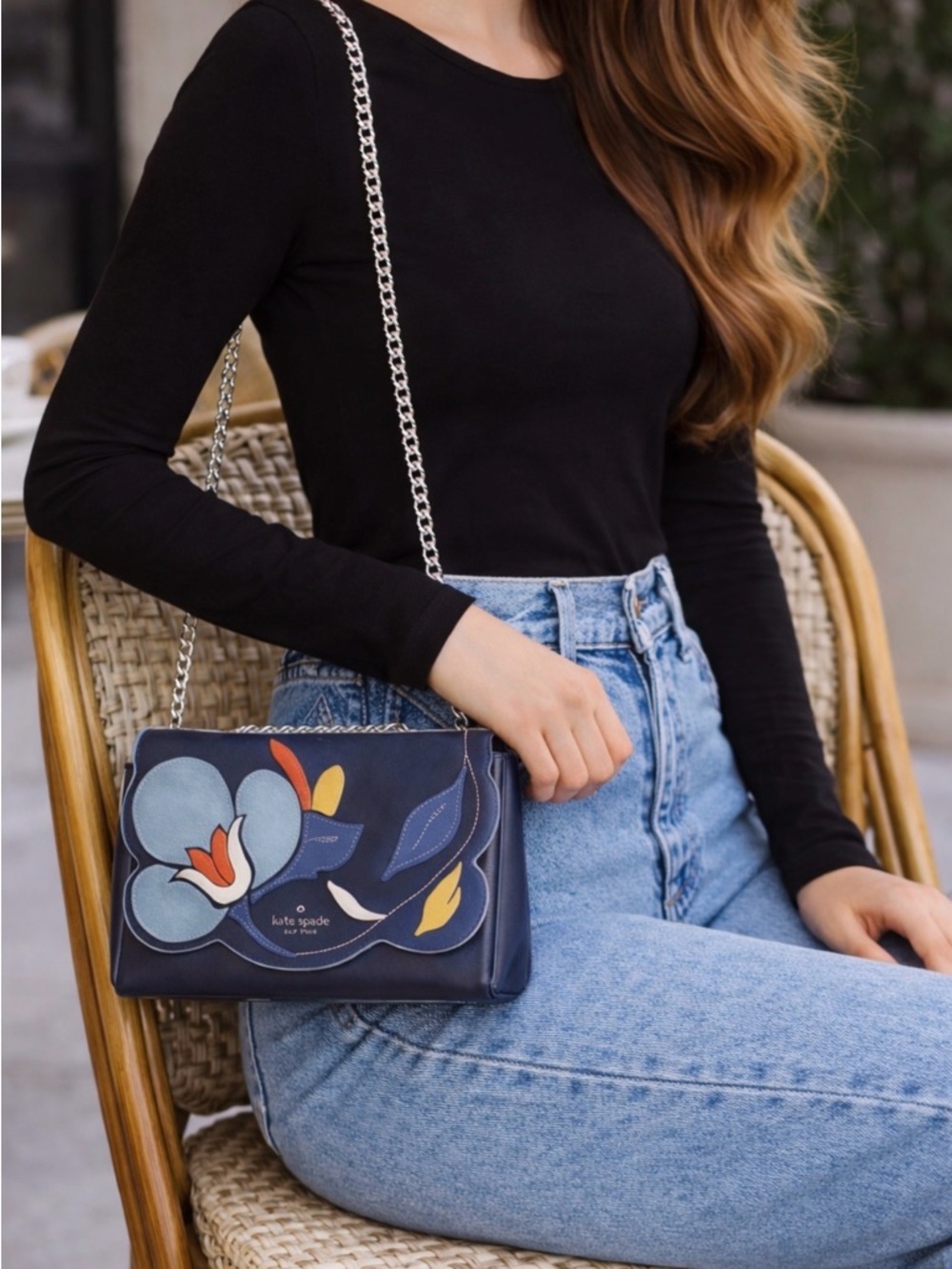 Kate Spade Blue and Black Floral Crossbody Bag - Picture 2 of 11